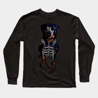 Rottweiler Halloween skeleton Long Sleeve T-Shirt